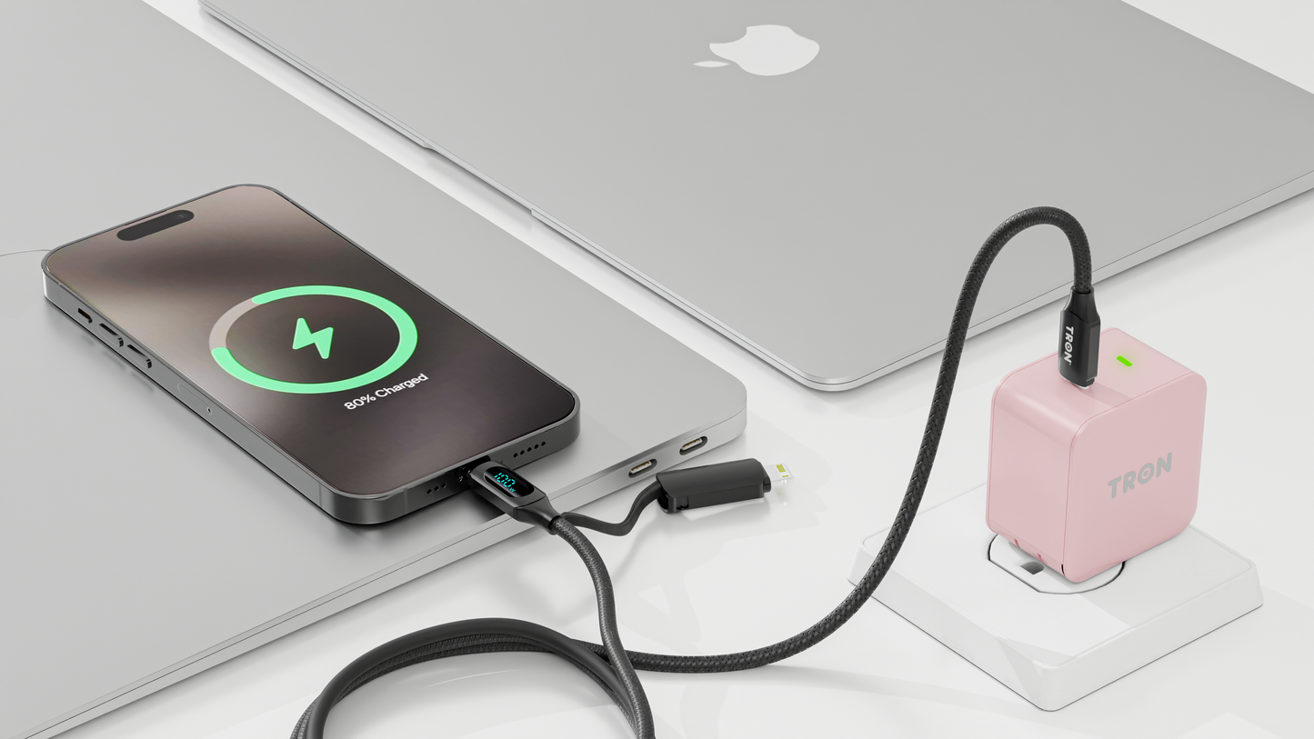 Travel Qi 25W Power Adapter, USB-C with LED Light, Pink-TR39