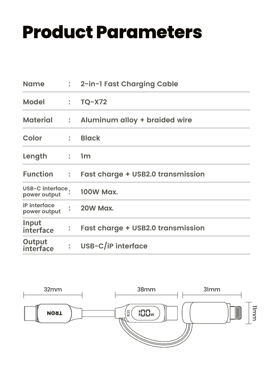2 in 1 Charging Cable | 5FT - TR87