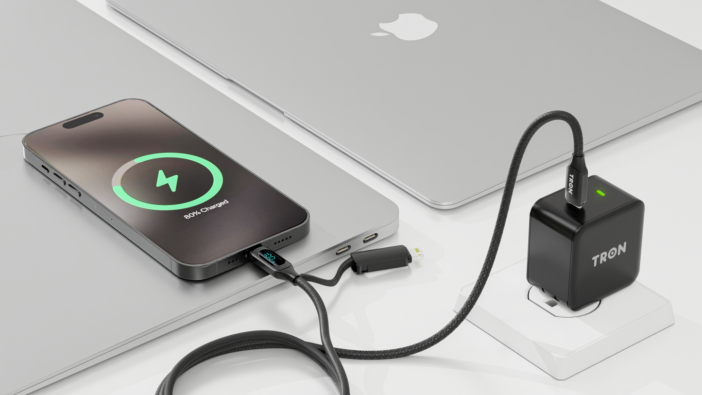 Travel Qi 25W Power Adapter, USB-C with LED Light, Black-TR36
