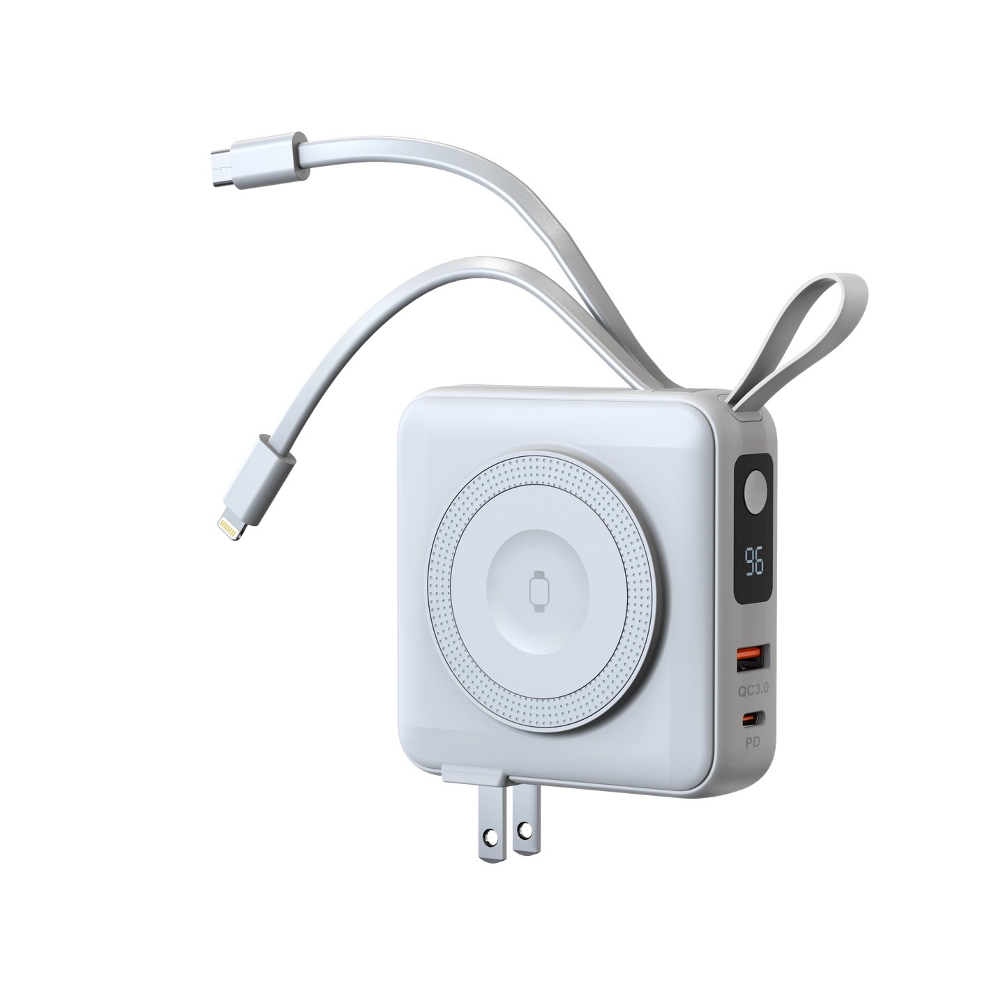 5-in-1 Multifunctional Travel Charger & Power Bank | 10000mAh White