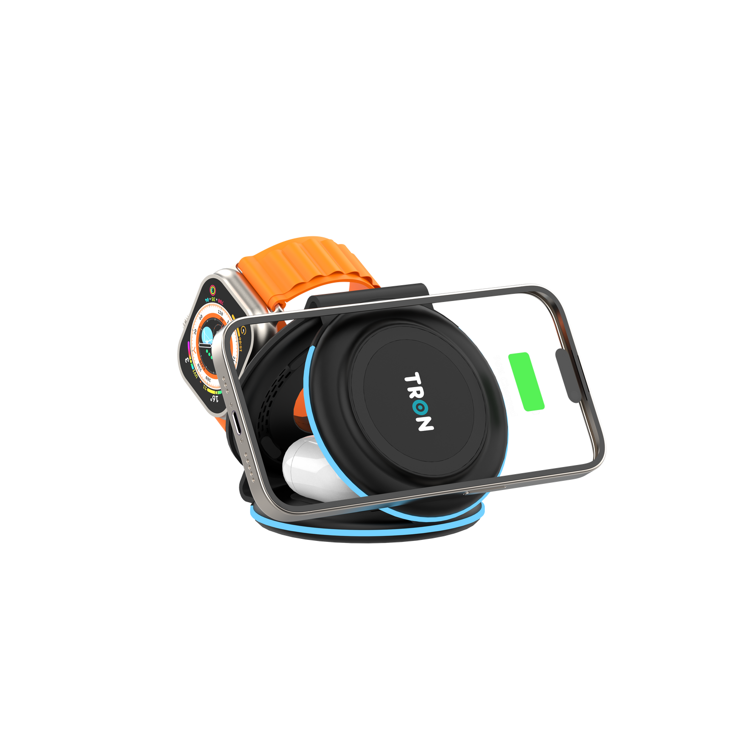 3 in 1 Foldable Wireless Charger with LED Light, 25W Power Adapter, and 3FT LED Cable-TR21
