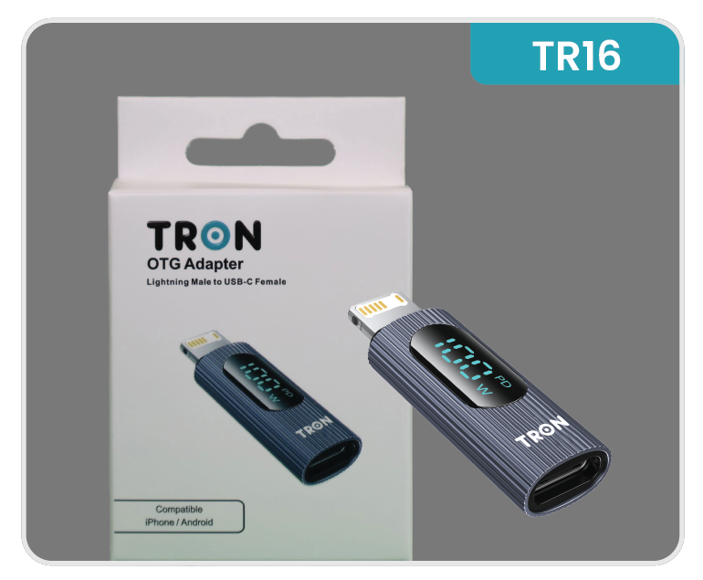 Lightning Male to Type-C Female Adapter with LED Screen-TR16
