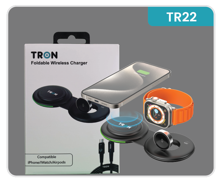 2 in 1 Foldable Wireless Charger and 3FT LED Cable-TR22
