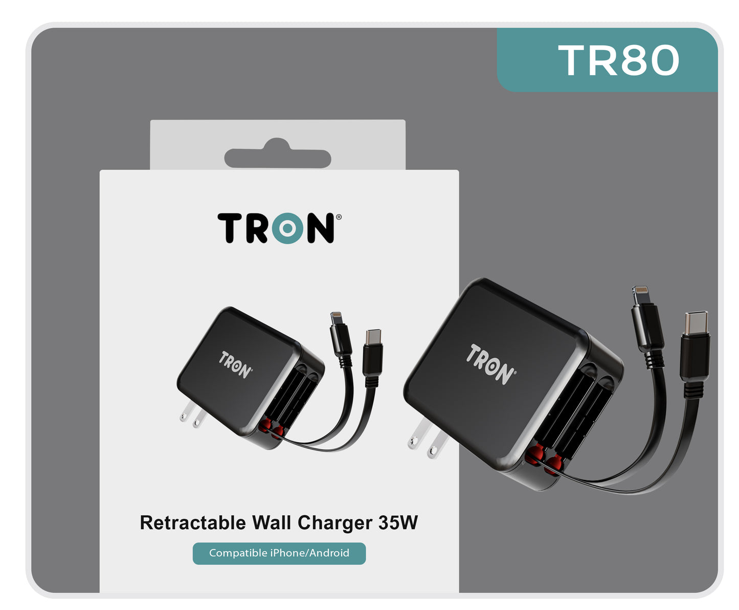 Retractable Wall Charger 35W- TR80