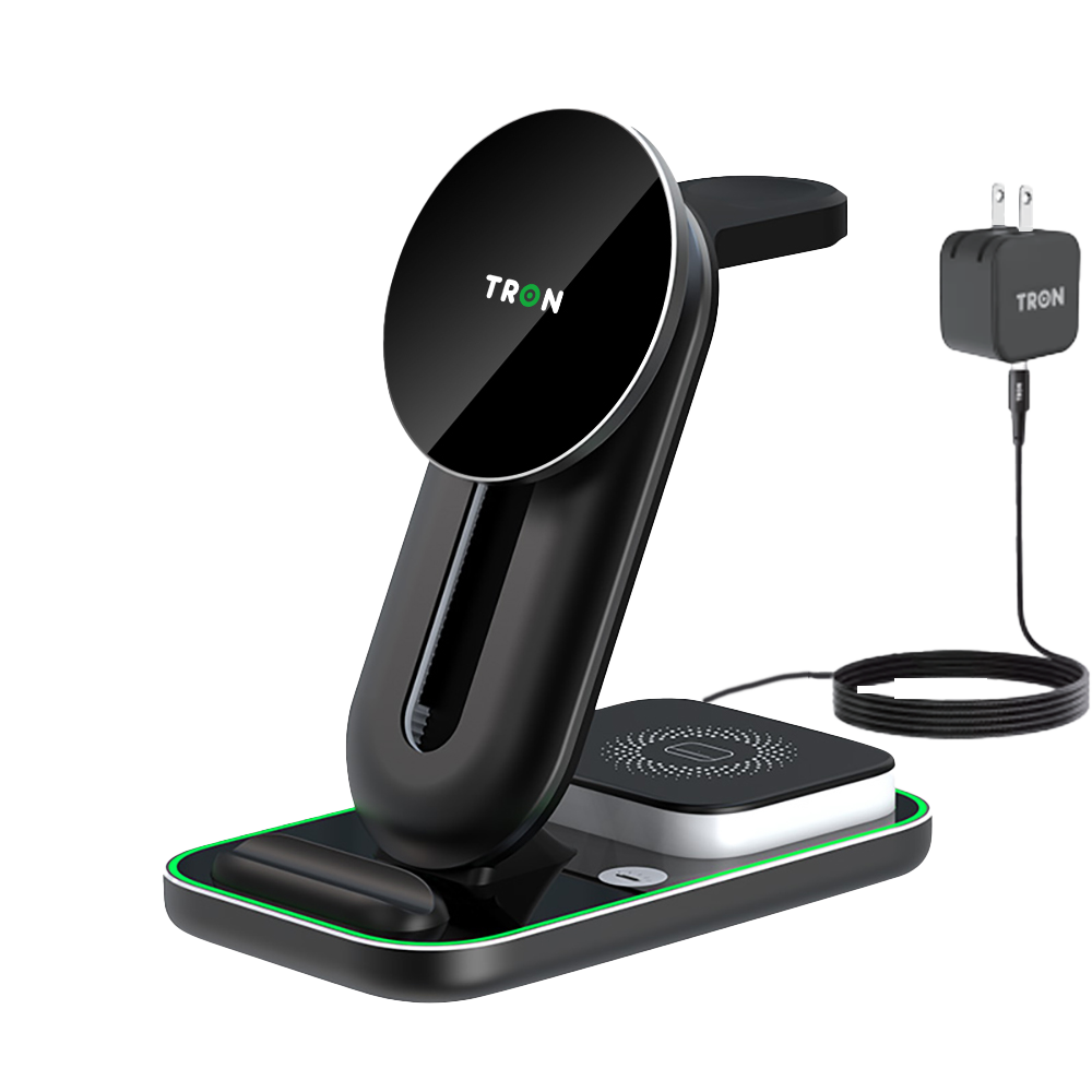 3-in-1 Wireless Charger, 25W Power Adapter, With night light & 3FT LED Cable-TR1