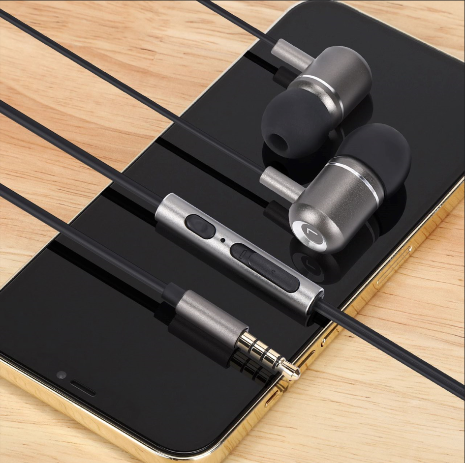 Earbuds with AUX and Mic - Leather Case Included-TR53