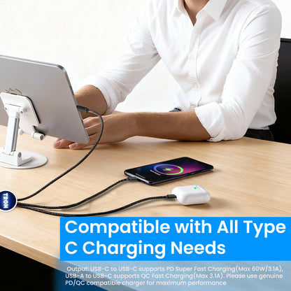 5-in-1 Braided Charging Cable - 5FT, with LED Light-TR61