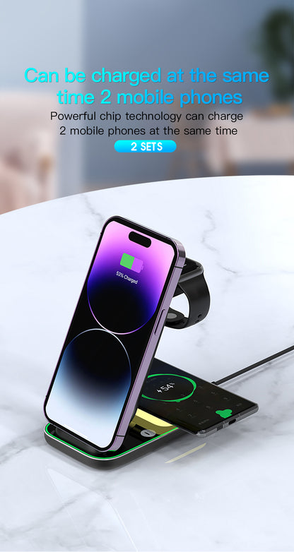 3-in-1 Wireless Charger, 25W Power Adapter, With night light & 3FT LED Cable-TR1