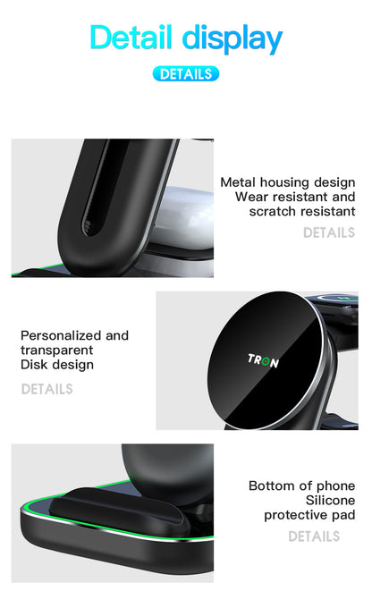 3-in-1 Wireless Charger, 25W Power Adapter, With night light & 3FT LED Cable-TR1