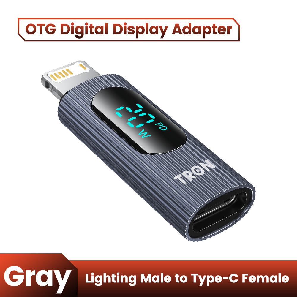 Lightning Male to Type-C Female Adapter with LED Screen-TR16