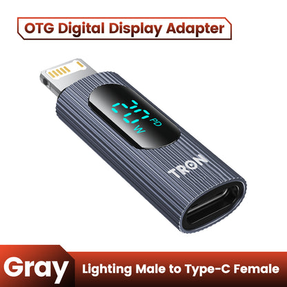 Lightning Male to Type-C Female Adapter with LED Screen-TR16