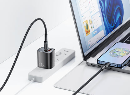 33W GaN Power Adapter dual port USB A+USB C