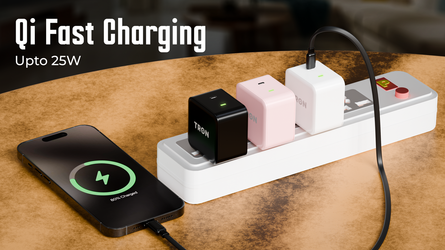 Travel Qi 25W Power Adapter, USB-C with LED Light, Pink-TR39