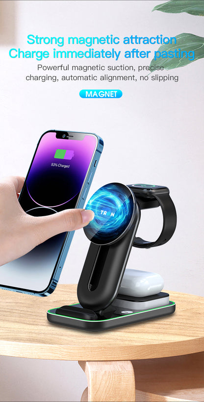 3-in-1 Wireless Charger, 25W Power Adapter, With night light & 3FT LED Cable-TR1