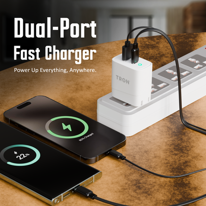 2-Port Qi 20W Power Adapter, USB-C with LED Light-TR44