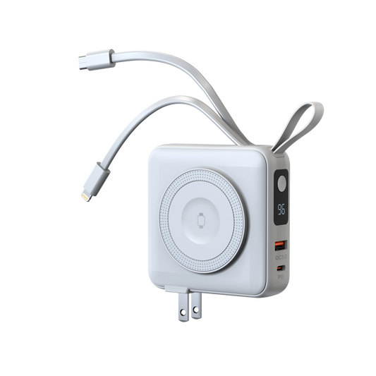 5-in-1 Multifunctional Travel Charger & Power Bank | 10000mAh white