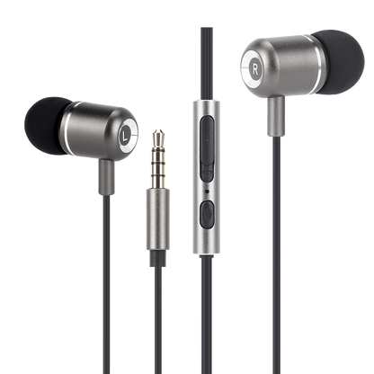 Earbuds with AUX and Mic - Leather Case Included