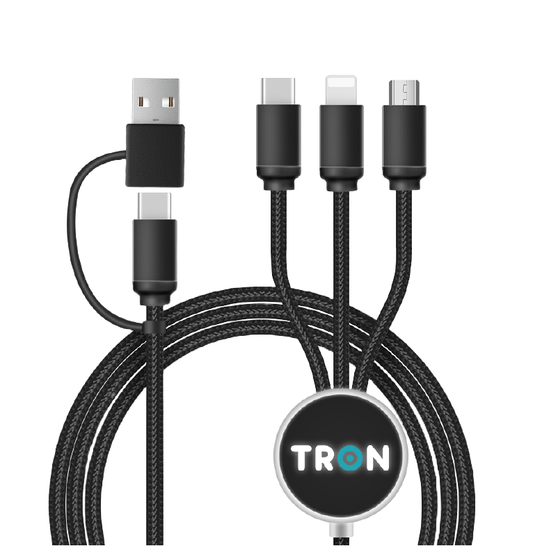 5-in-1 Braided Charging Cable - 5FT, with LED Light