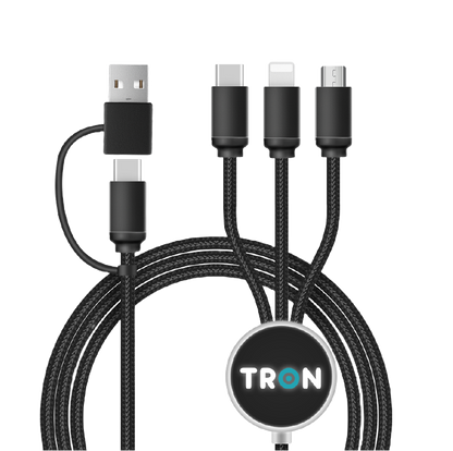 5-in-1 Braided Charging Cable - 5FT, with LED Light