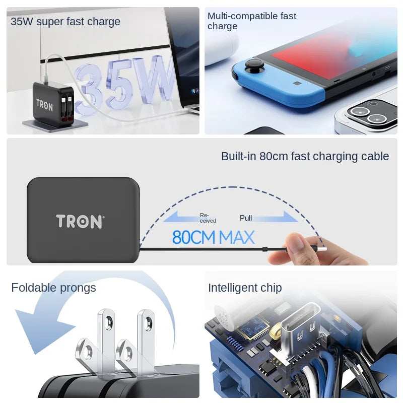 Retractable Wall Charger 35W- TR80