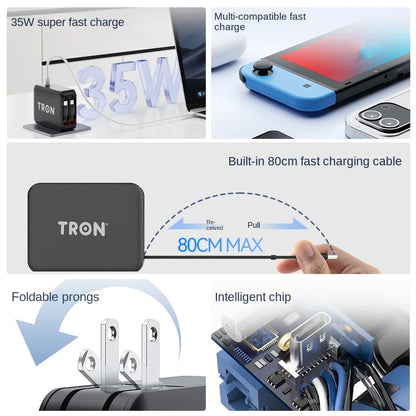 Retractable Wall Charger 35W- TR80