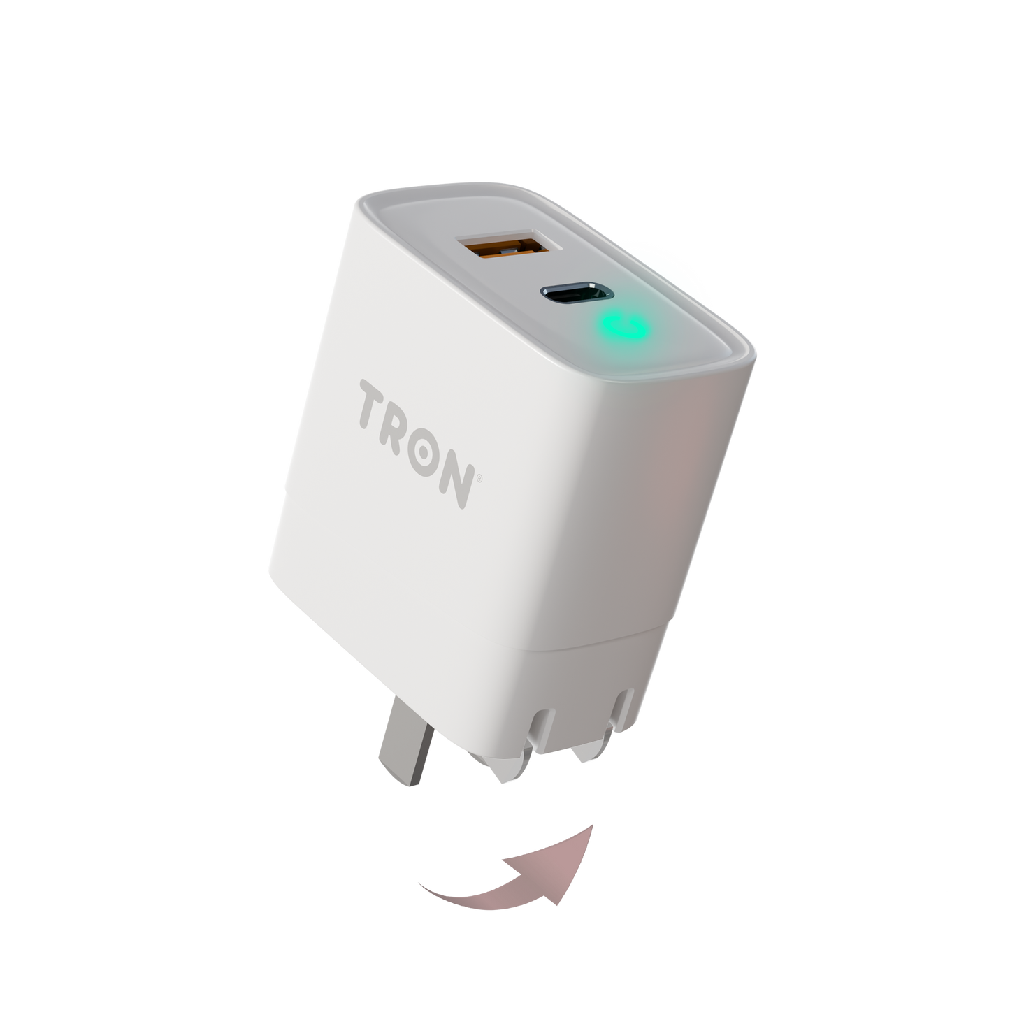 2-Port Qi 20W Power Adapter, USB-C with LED Light-TR44