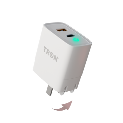 2-Port Qi 20W Power Adapter, USB-C with LED Light-TR44