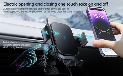 Ice Cooling Wireless Car Charger, Auto-Clamping with 3FT LED Cable and LED Light-TR33