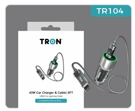 43W Car Charger + 5FT USB-C to USB-C Cable - TR104
