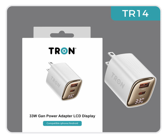 33W GaN Power Adapter dual port USB A+USB C-TR14