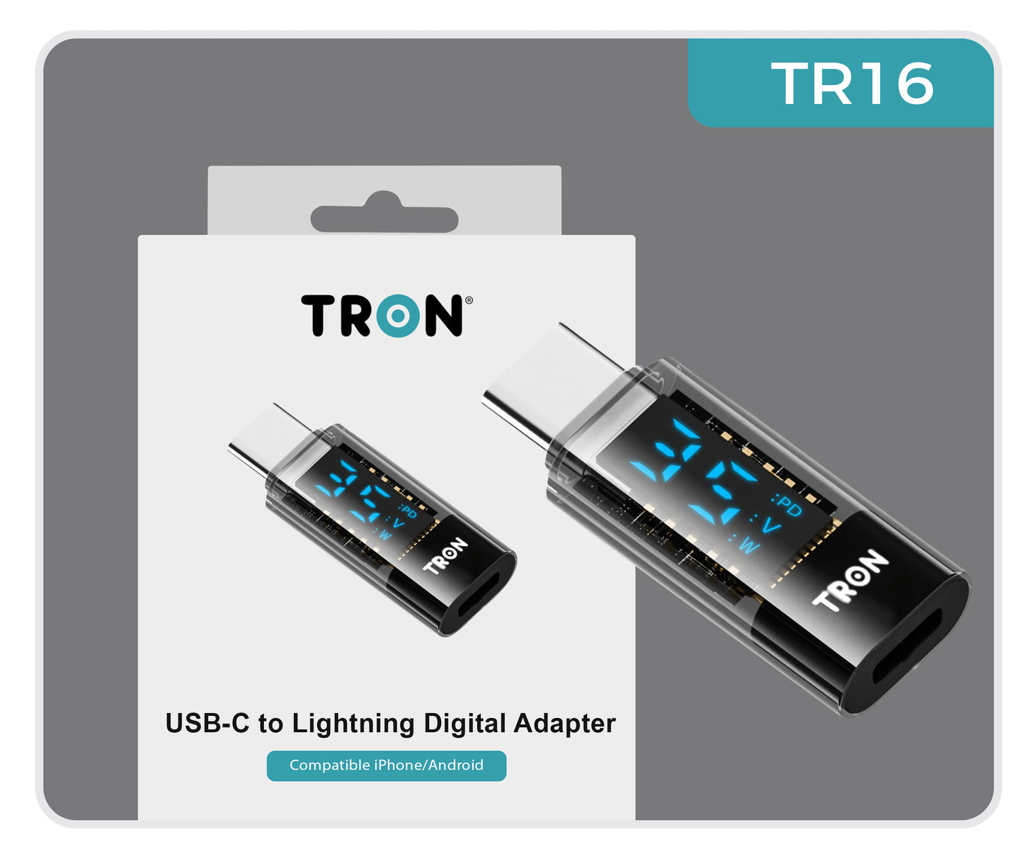 Lightning Male to Type-C Female Adapter with LED Screen-TR16