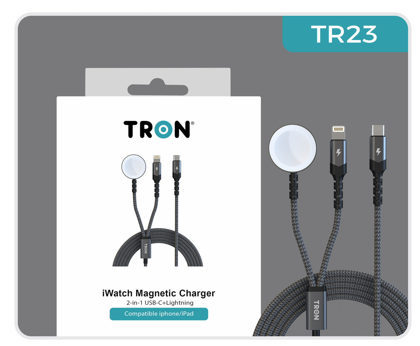2-in-1 USB-C to Lightning & Apple Watch Charger Cable-TR23