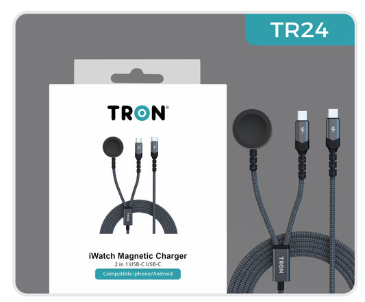 2-in-1 USB-C to C & Apple Watch Charger Cable-TR24