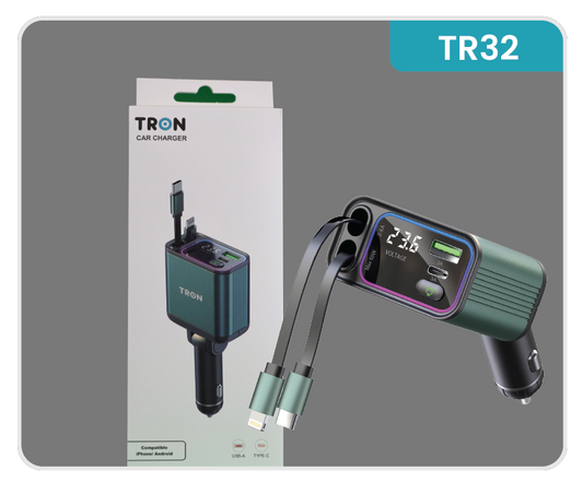 65W 4-in-1 Car Charger, 2-Port USB-C with LED Light-TR32