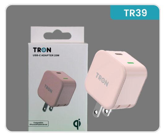 Travel Qi 25W Power Adapter, USB-C with LED Light, Pink