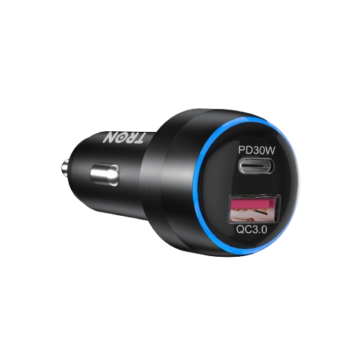 48W PD Car Charger, 2-Port USB-A + USB-C with LED Light