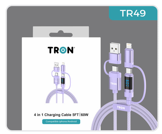 60W 4 in 1 Charging Cable 5FT | LCD Display - TR49