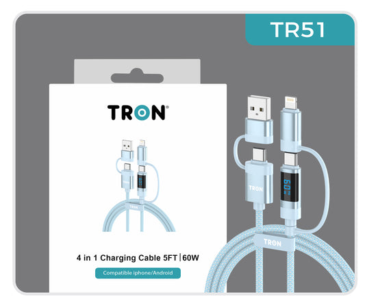 60W 4 in 1 Charging Cable 5FT | LCD Display - TR51
