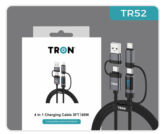 60W 4 in 1 Charging Cable 5FT | LCD Display - TR52