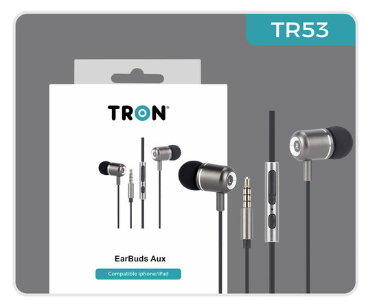 Earbuds with AUX and Mic - Leather Case Included-TR53