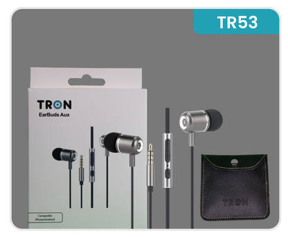 Earbuds with AUX and Mic - Leather Case Included