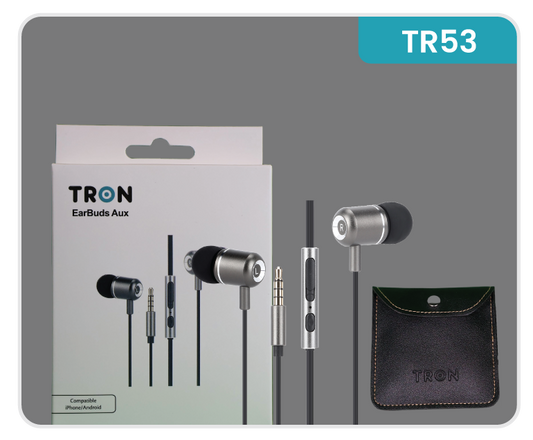 Earbuds with AUX and Mic - Leather Case Included