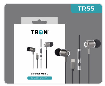 Earbuds with USB-C and Mic- Leather Case Included-TR55