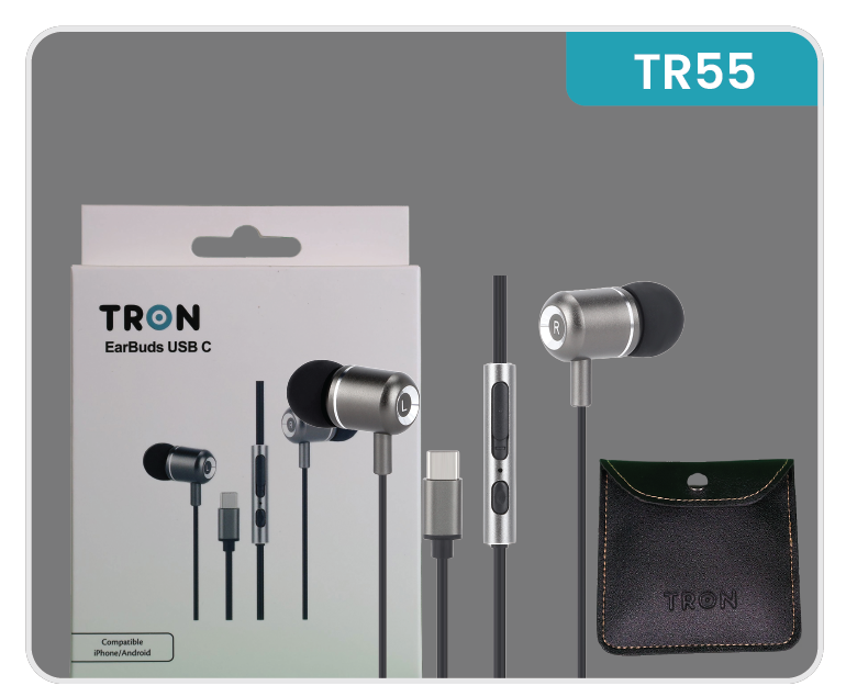 Earbuds with USB-C and Mic- Leather Case Included