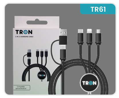 5-in-1 Braided Charging Cable - 5FT, with LED Light