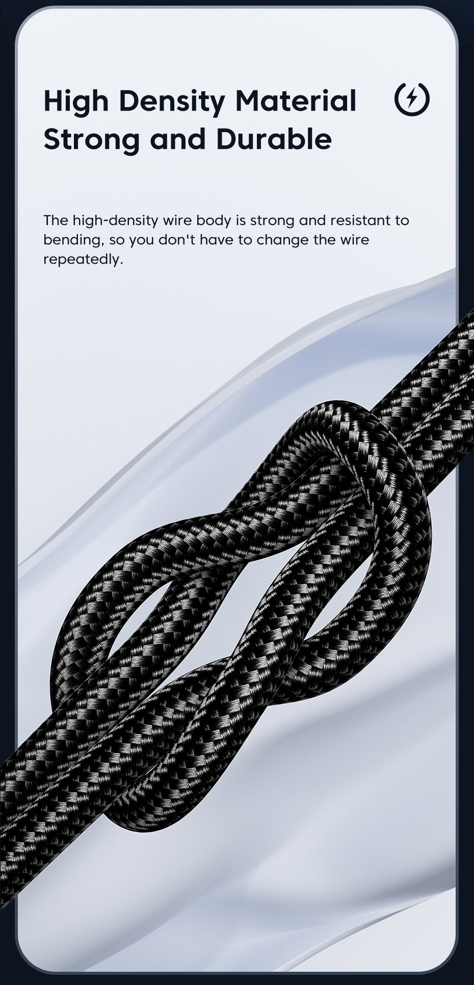 USB C to C Braided Charger Cable - Black, 6FT, with LED Light-TR10