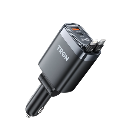 105W 4 in 1 Car Charger | Dual Retractable Cable