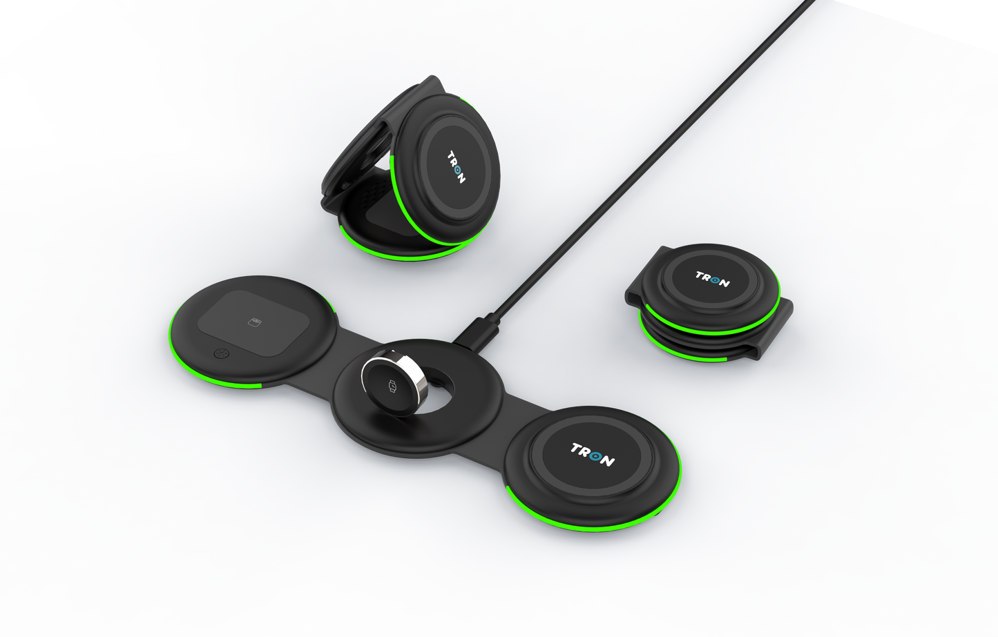 3 in 1 Foldable Wireless Charger with LED Light, 25W Power Adapter, and 3FT LED Cable-TR21