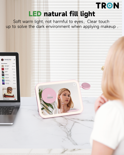 3-in-1 Wireless Qi2 Charger Mirror with 25W Power Adapter and with LED Light & 6FT LED Cable